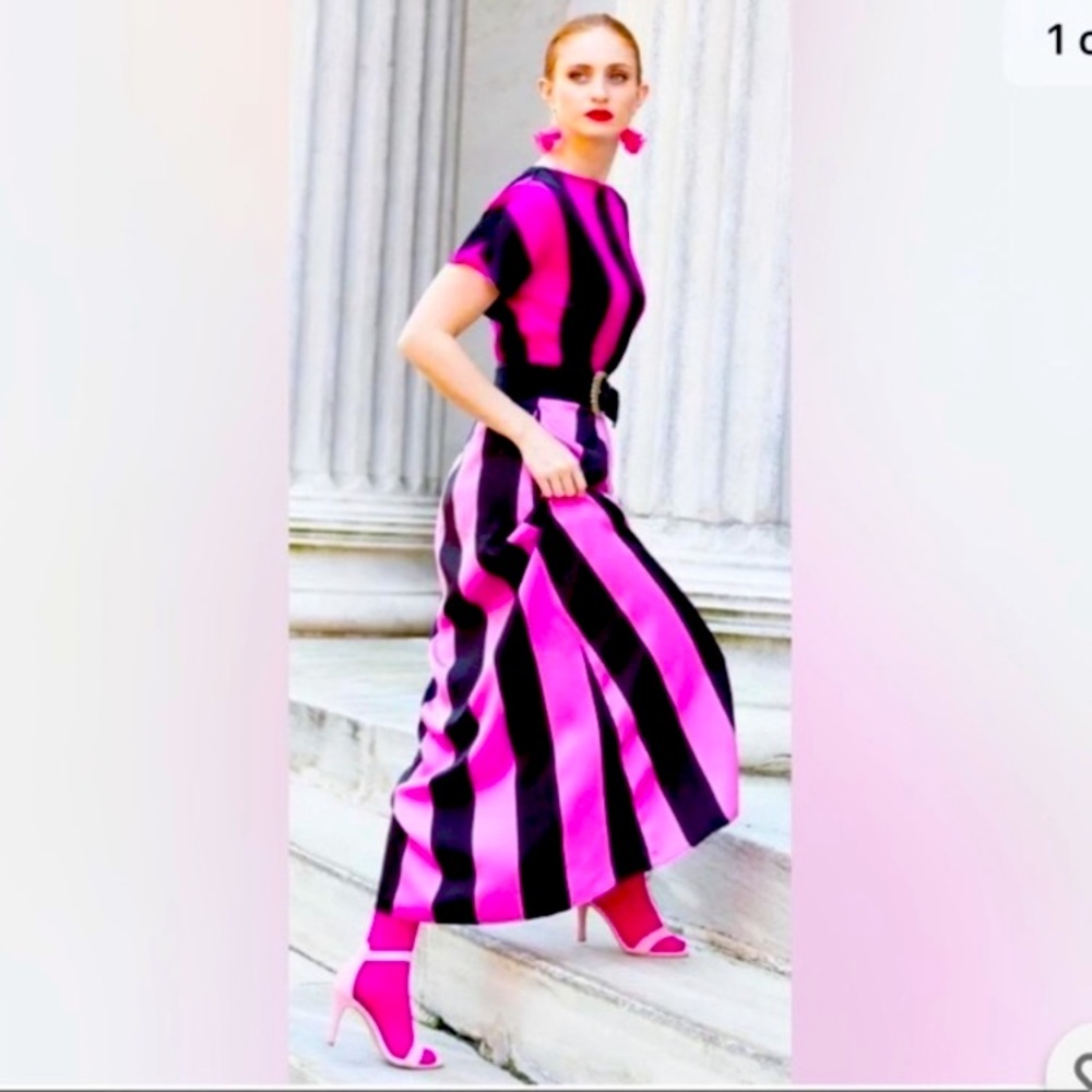 Christopher john rogers pink/black maxi dress